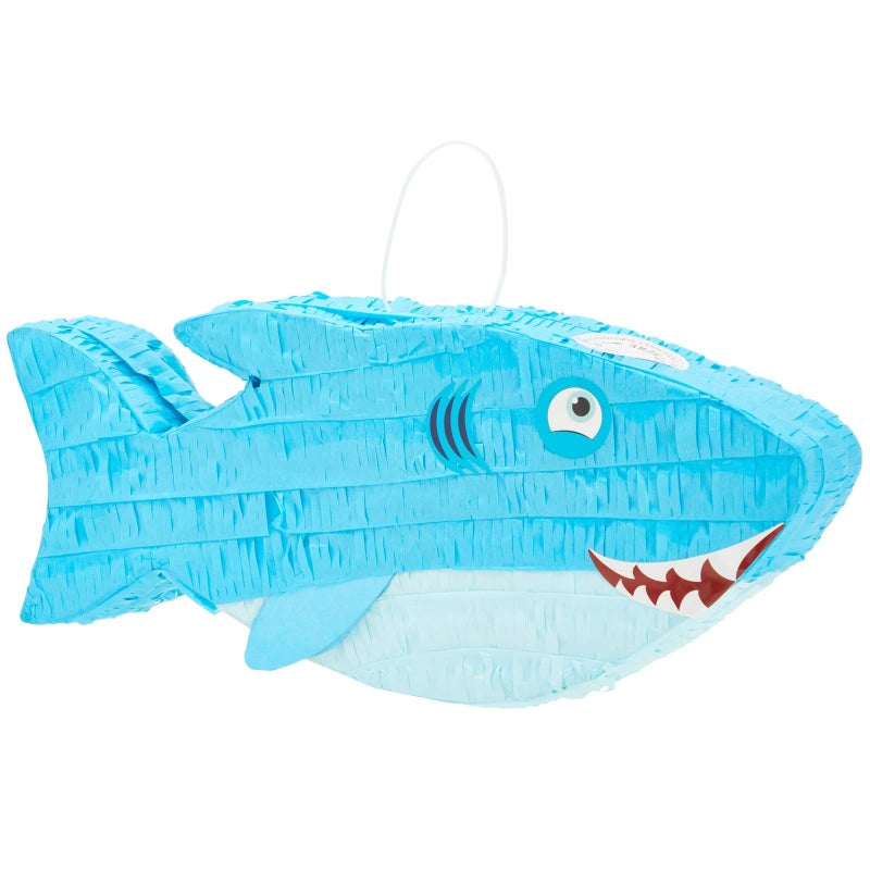 BLUE PANDA Shark Pinata Ocean Theme Shark Head - 16.5 x 7 x 3.2 in Blue Paper - Easy-Fill Top Opening & Durable Corrugated Paper - Ocean Party Decoration - Image 1